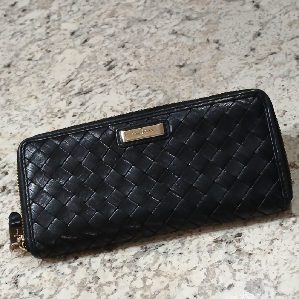 Cole Haan Weave Zip Around  Leather Wallet
